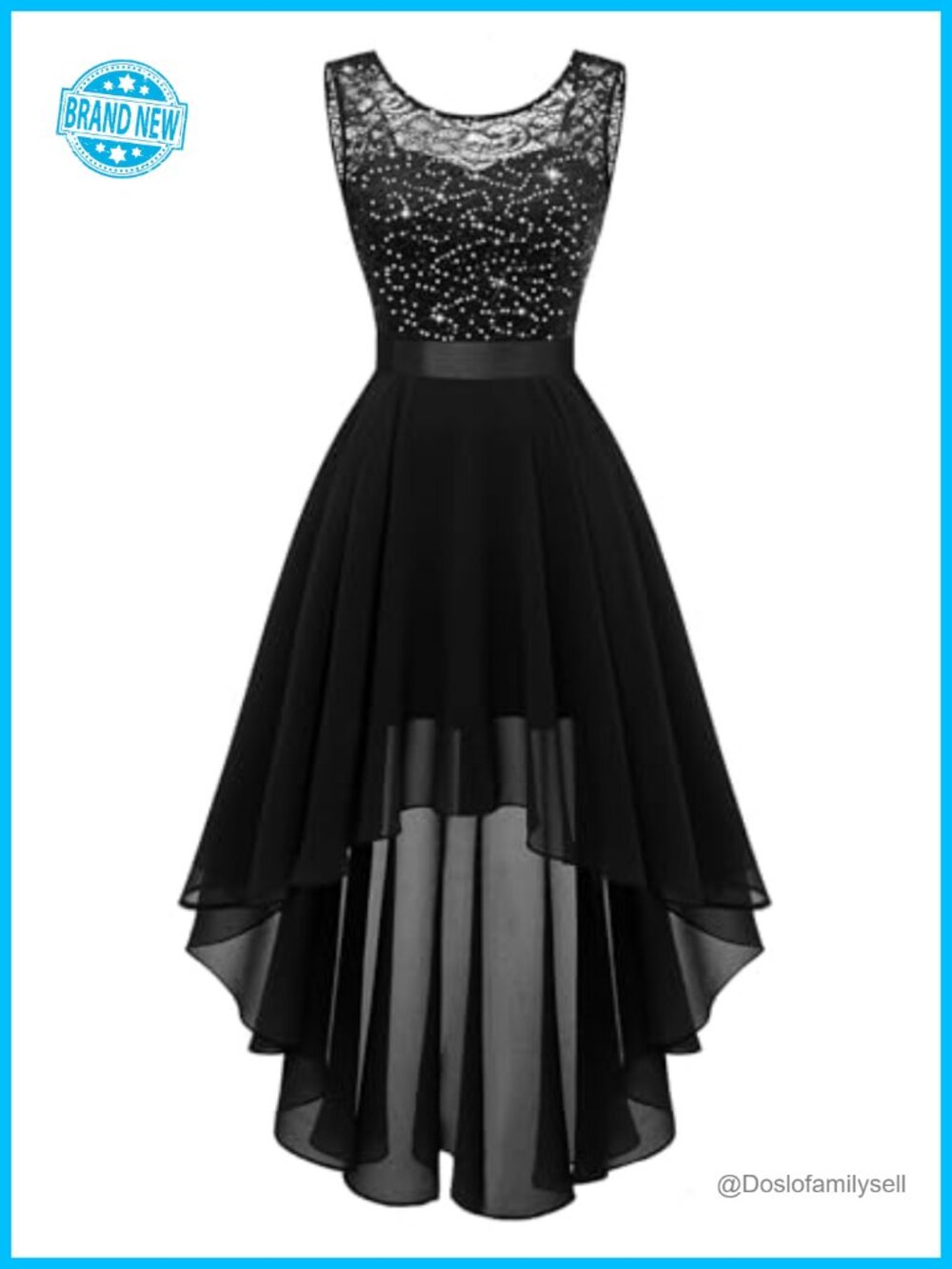 BeryLove Sequin Lace High Low Formal Dress